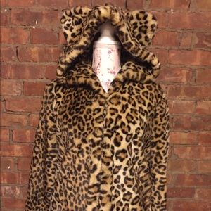 Leopard print hooded fleece jacket